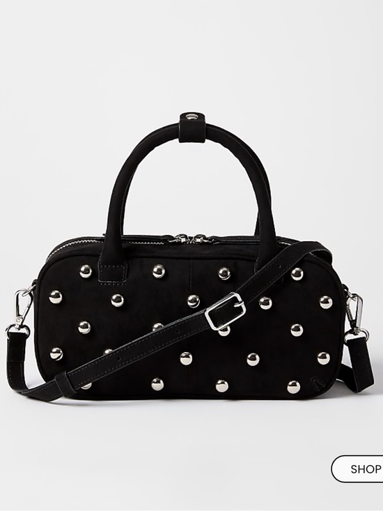 LOFT Handbags - NWT🌷LOFT Black Studded Mini East West Satchel Handbag